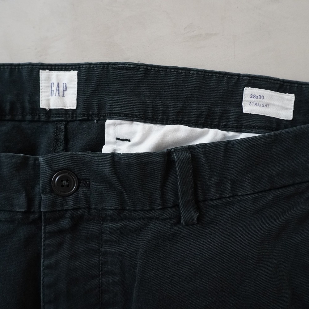 GAP Mens Straight Fit Chino Pants Black Cotton Twill Casual Trousers 38x30 - Picture 3 of 6